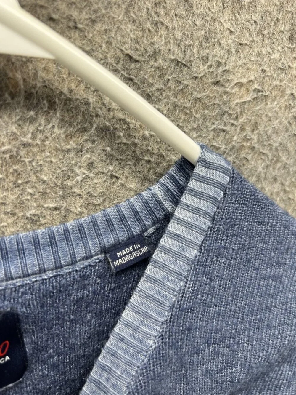 Johnnie-O Sweater Men Medium Blue Crew Neck Merino Wool Knit Pullover Casual